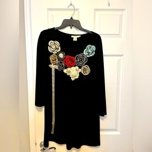FERATELLI 3D black long sleeved dressy top XL. Winter seasonal unique sweater